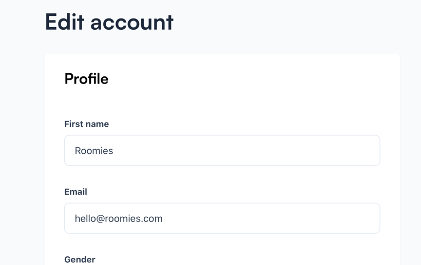 The "select photo" button the account page