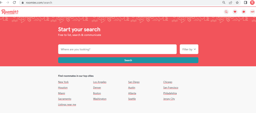 Roomies Search Page